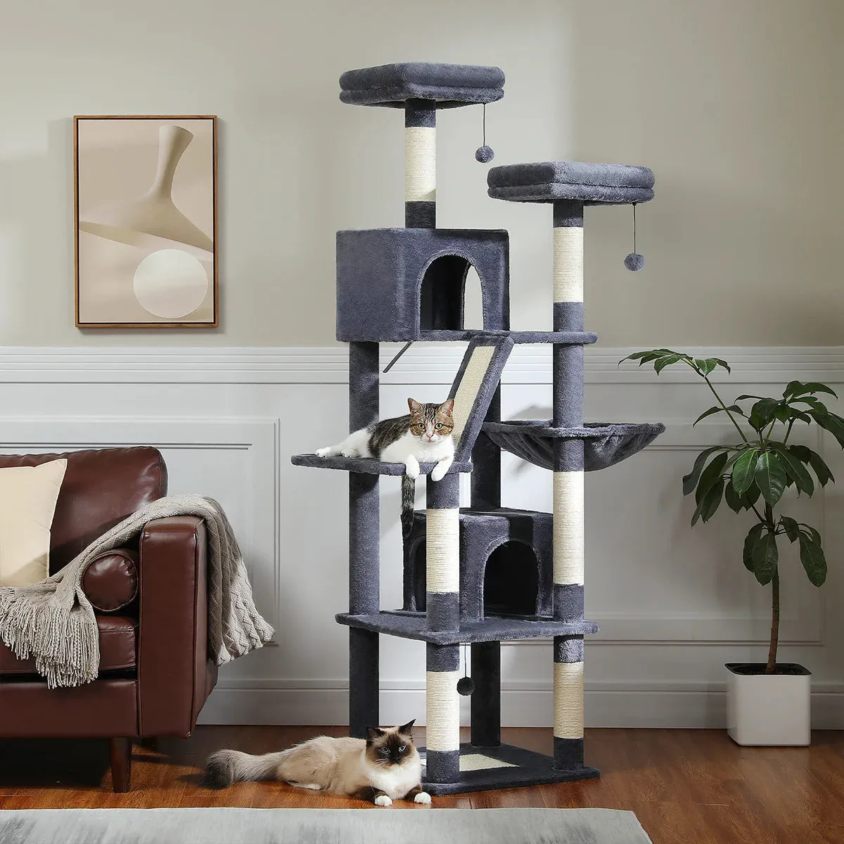 180CM Large Cat Tree Tower for Multi-Cat Households
