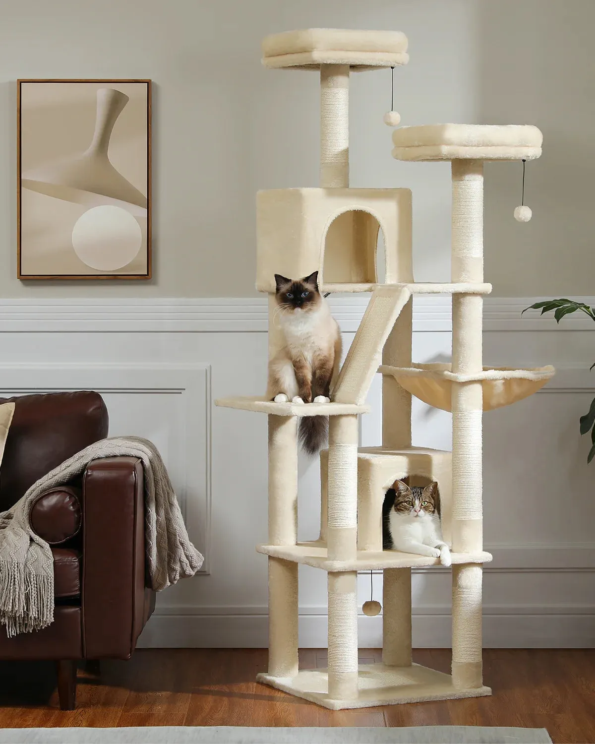 180CM Large Cat Tree Tower for Multi-Cat Households