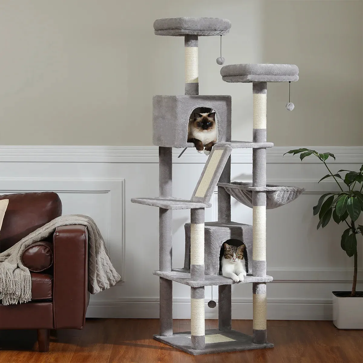 180CM Large Cat Tree Tower for Multi-Cat Households