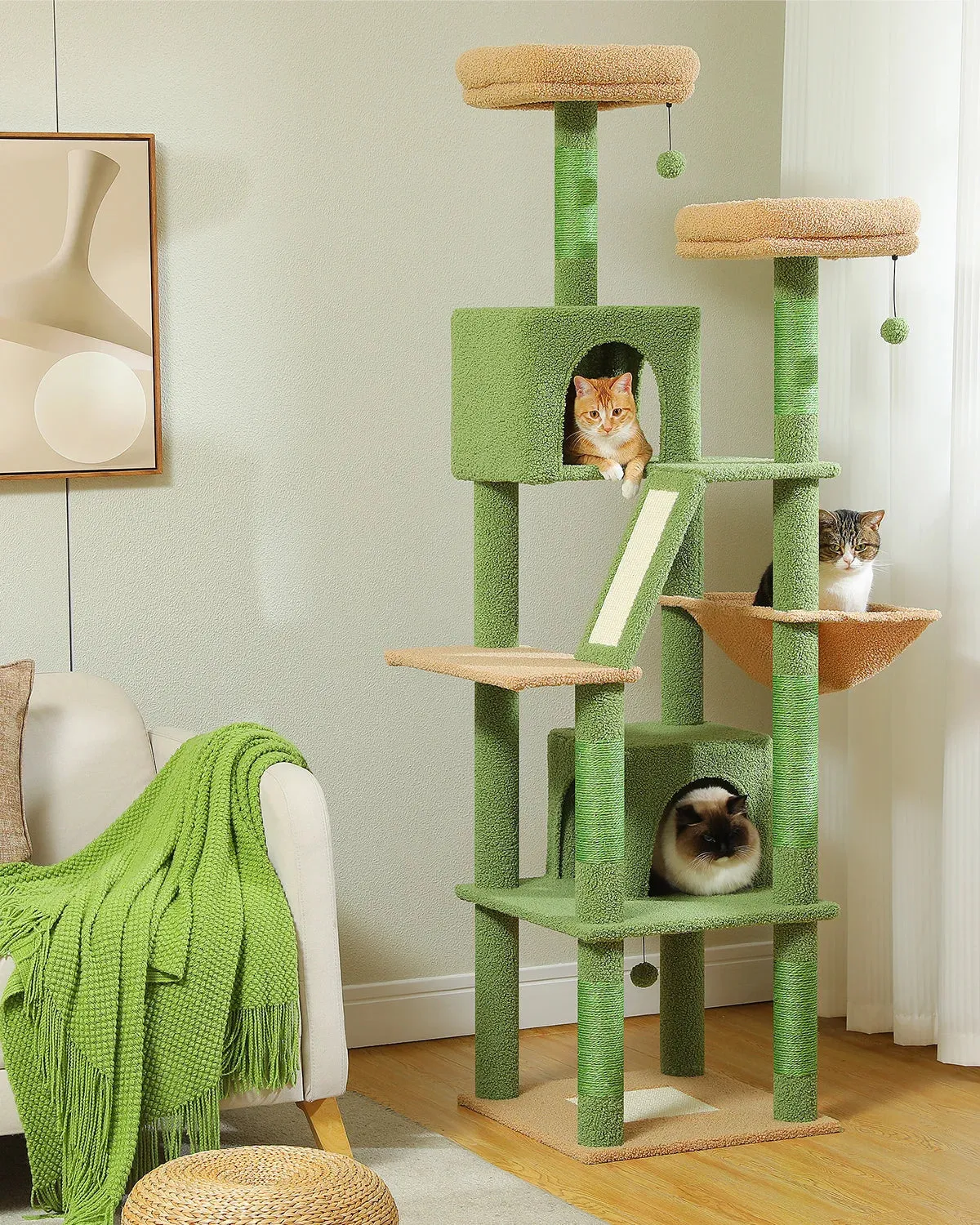 180CM Large Cat Tree Tower for Multi-Cat Households