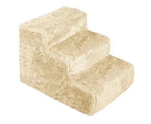 3 Step Dog Ladder Ramp Stairs w/ Washable Cover - Beige