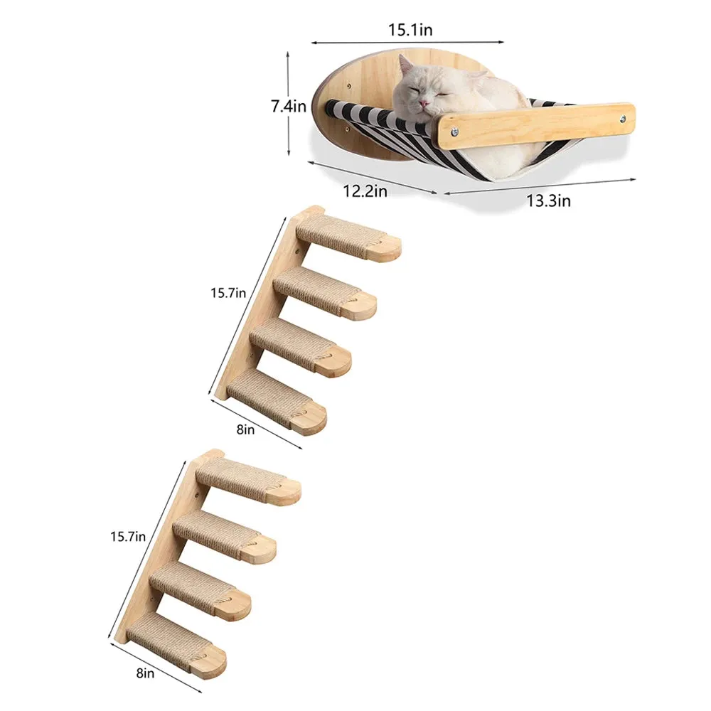 3Pcs Cat Hammock Perch with Steps for Scratching Climbing or Having Fun