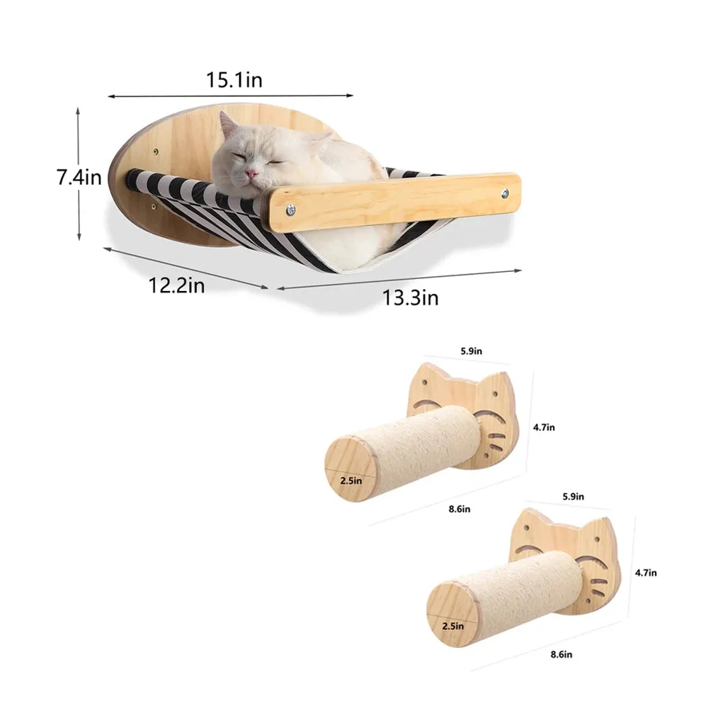 3Pcs Cat Hammock Perch with Steps for Scratching Climbing or Having Fun