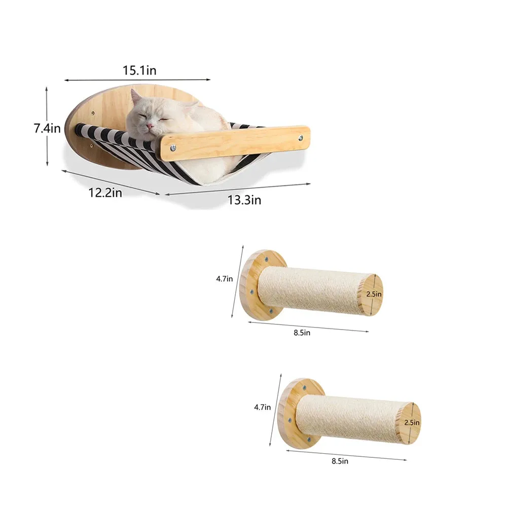 3Pcs Cat Hammock Perch with Steps for Scratching Climbing or Having Fun