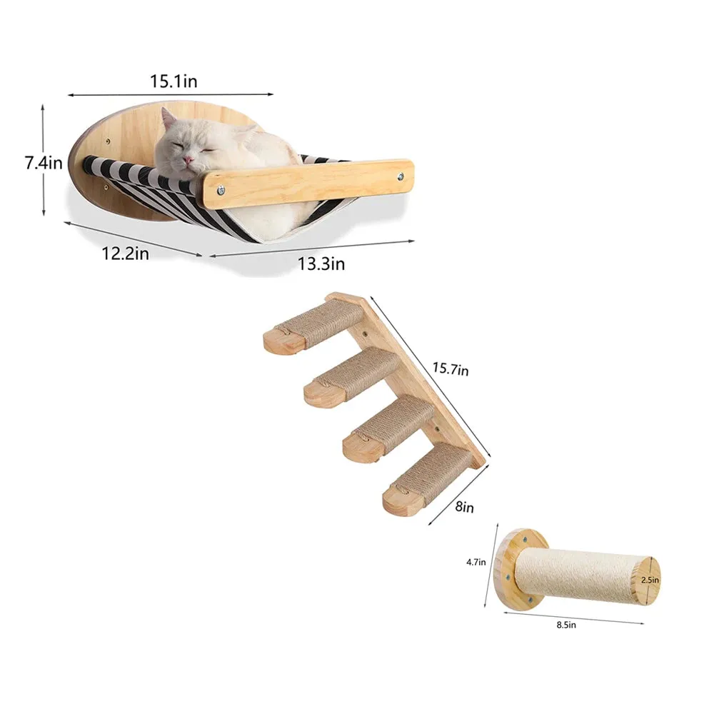 3Pcs Cat Hammock Perch with Steps for Scratching Climbing or Having Fun