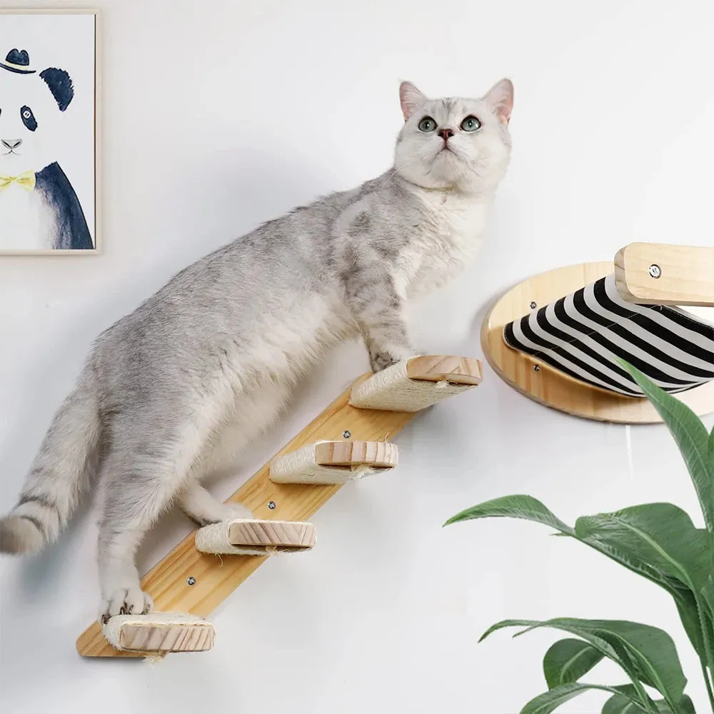 3Pcs Cat Hammock Perch with Steps for Scratching Climbing or Having Fun