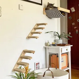 3Pcs Cat Hammock Perch with Steps for Scratching Climbing or Having Fun