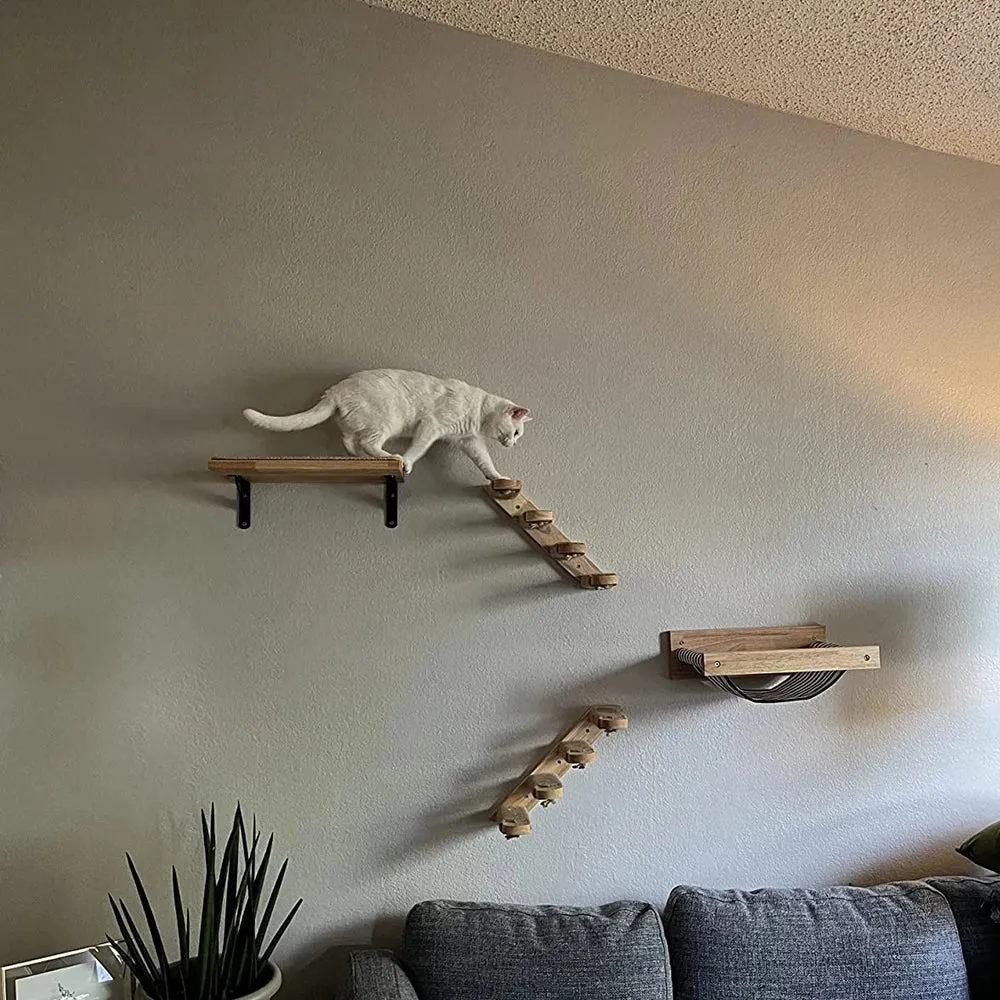 3Pcs Cat Hammock Perch with Steps for Scratching Climbing or Having Fun
