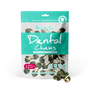 Altimate Pet Dog Dental Chews Infused with Mint & Chlorophyll - Mint Knotted Bone 12pcs