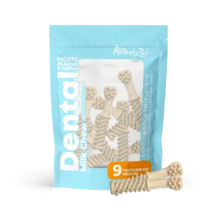 Altimate Pet Dog Dental Chews Infused with Spearmint Breath Strips - Milk Toothbrush Medium 9pcs