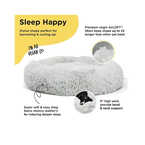 Best Friends by Sheri Donut Bed in Shag Fur Frost Large (36" x 36")