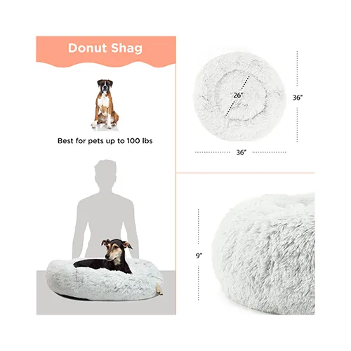 Best Friends by Sheri Donut Bed in Shag Fur Frost Large (36" x 36")