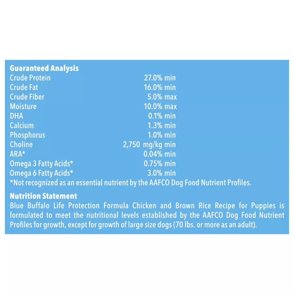 Blue Buffalo Life Protection Formula Natural Puppy Chicken with Rice Dry Dog Food - 5 lbs.