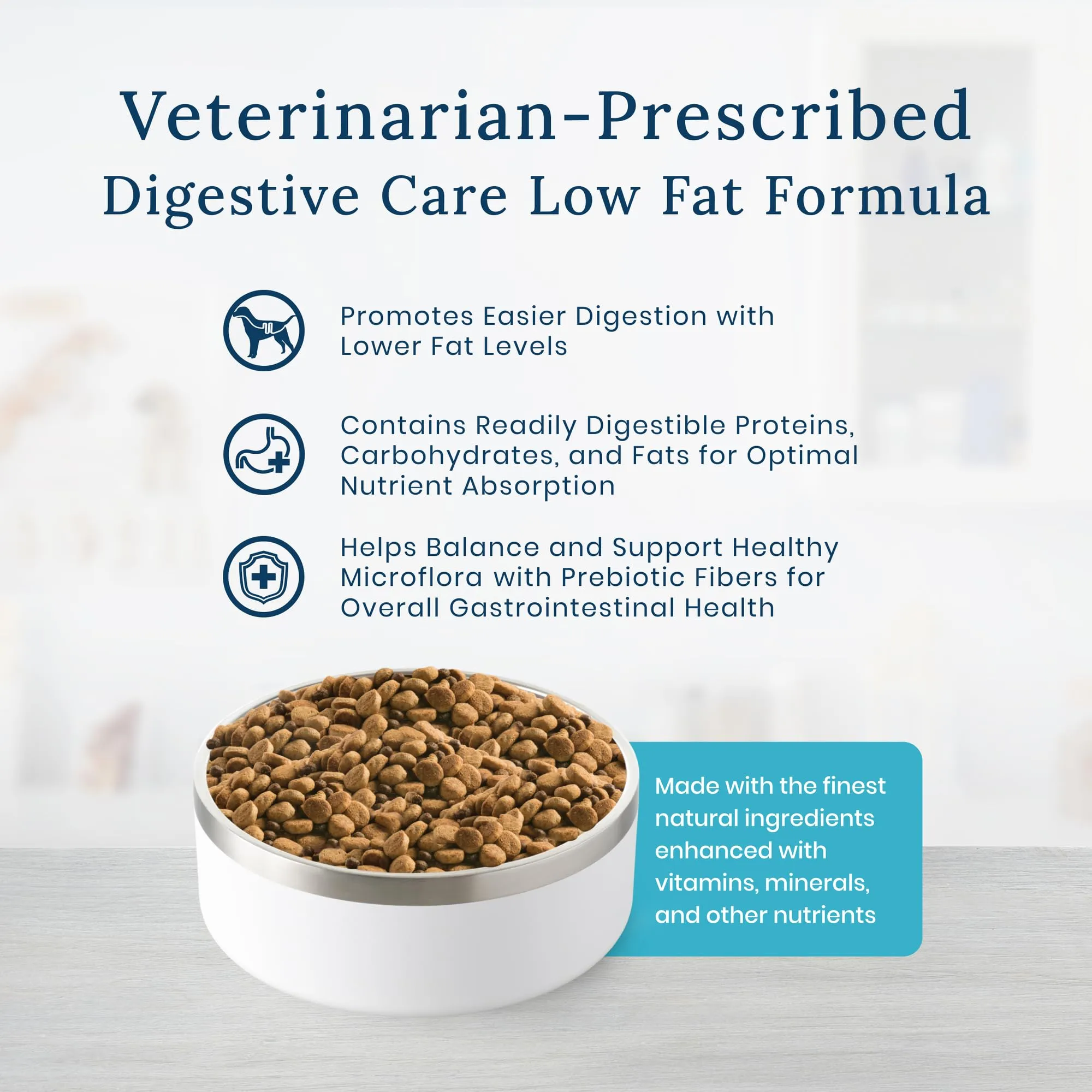 Blue Buffalo Natural Veterinary Diet GI Gastrointestinal Support Low Fat Dry Dog Food, Whitefish 6-lb bag