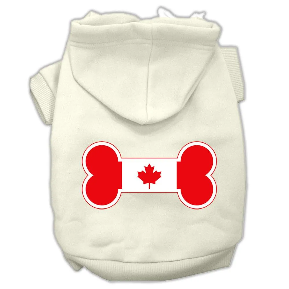 Bone Shaped Canadian Flag Screen Print Pet Hoodies Cream L (14)
