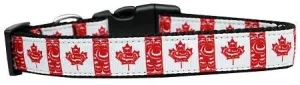 Canadian Flag in Swirls Nylon Dog Collar Large