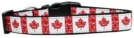Canadian Flag in Swirls Nylon Dog Collar Large