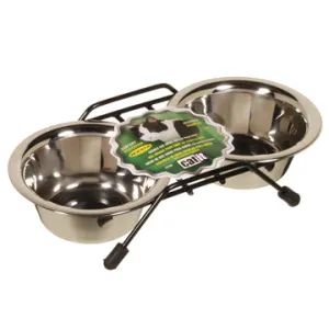 Catit Stainless Steel Double Cat Diner - 2 x 250 ml (8.4 oz) dishes