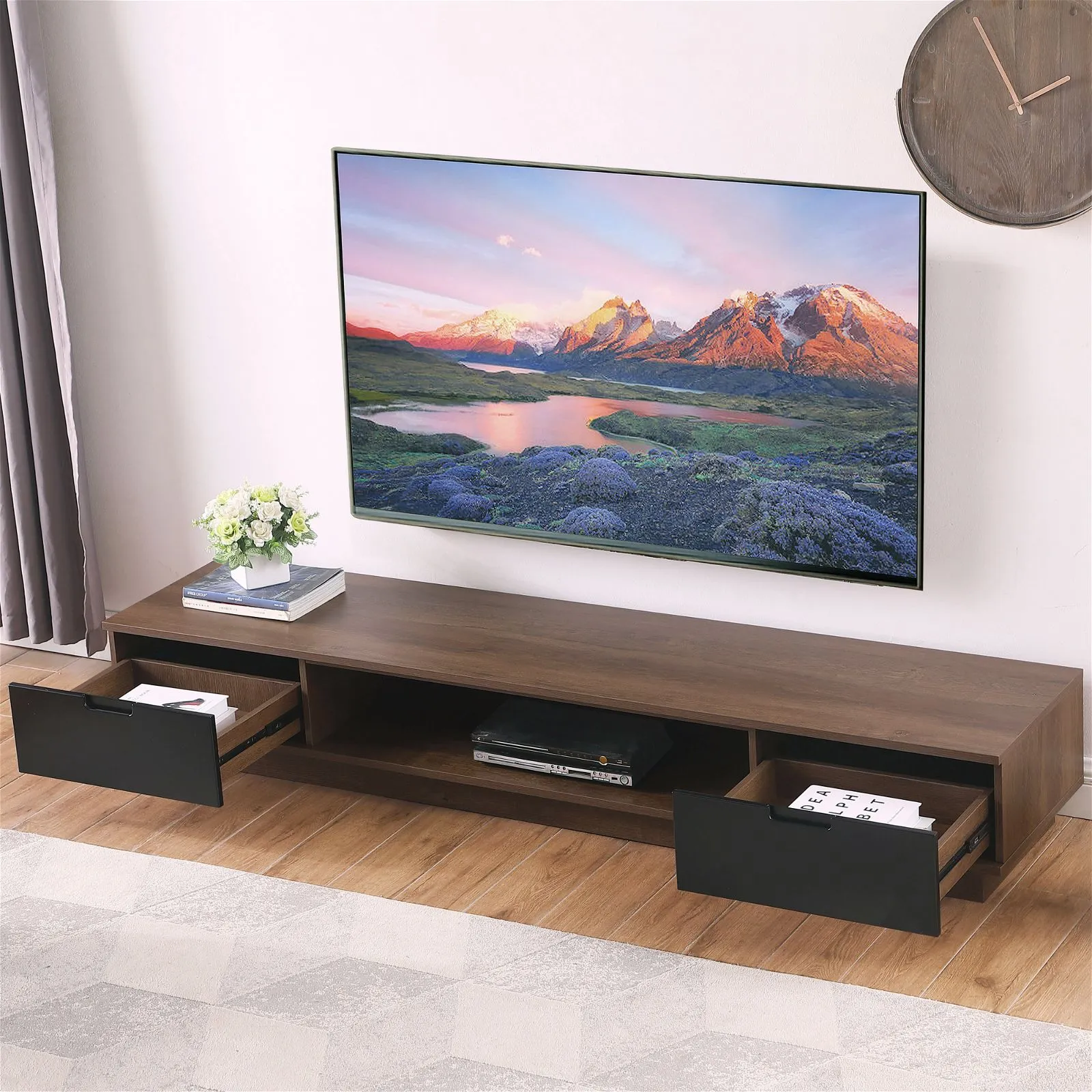 DELUX 200cm, Low Line, TV Unit, Dark Oak by Tauris™