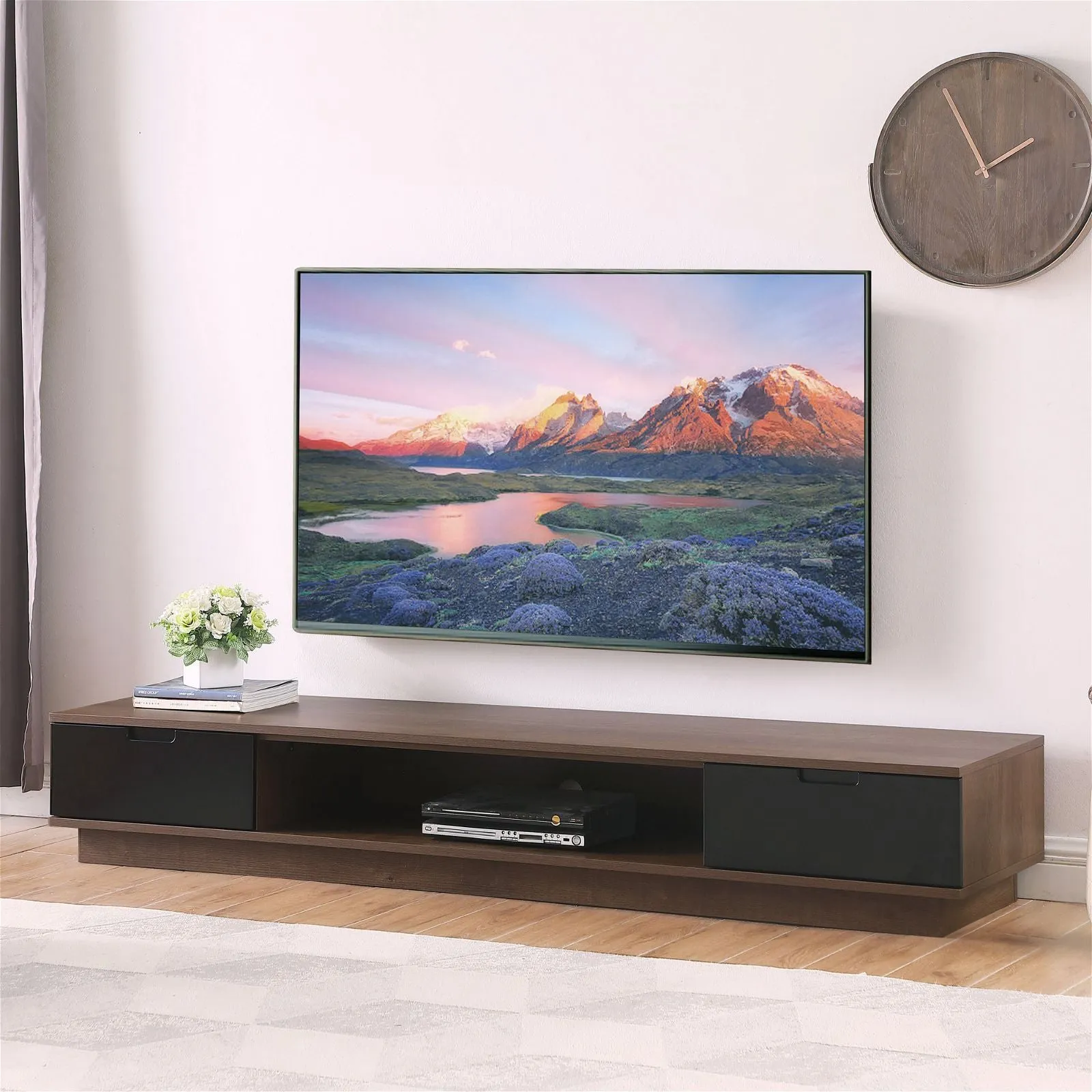 DELUX 200cm, Low Line, TV Unit, Dark Oak by Tauris™