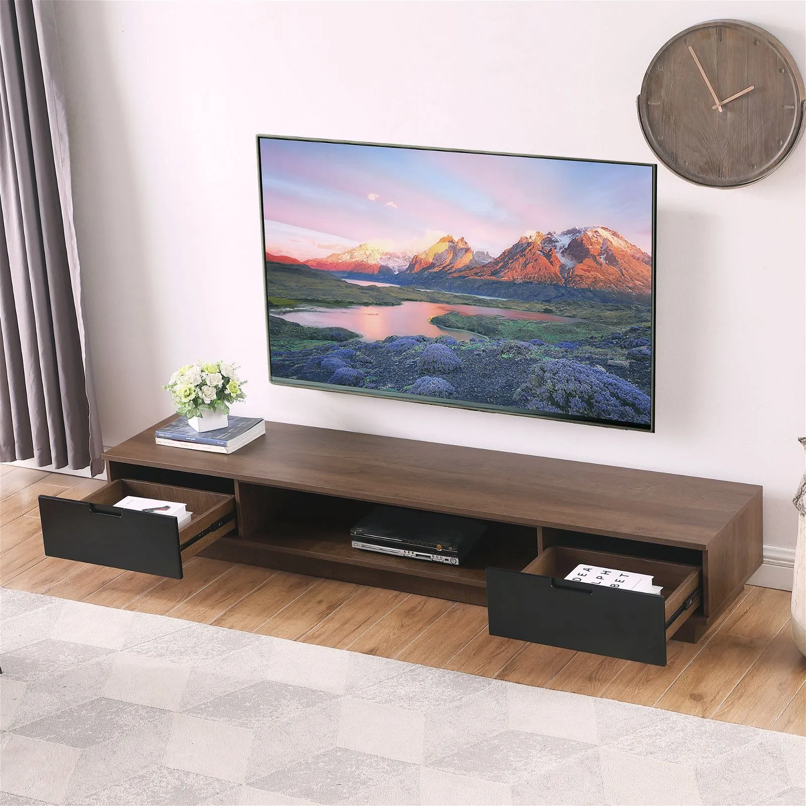 DELUX 200cm, Low Line, TV Unit, Dark Oak by Tauris™