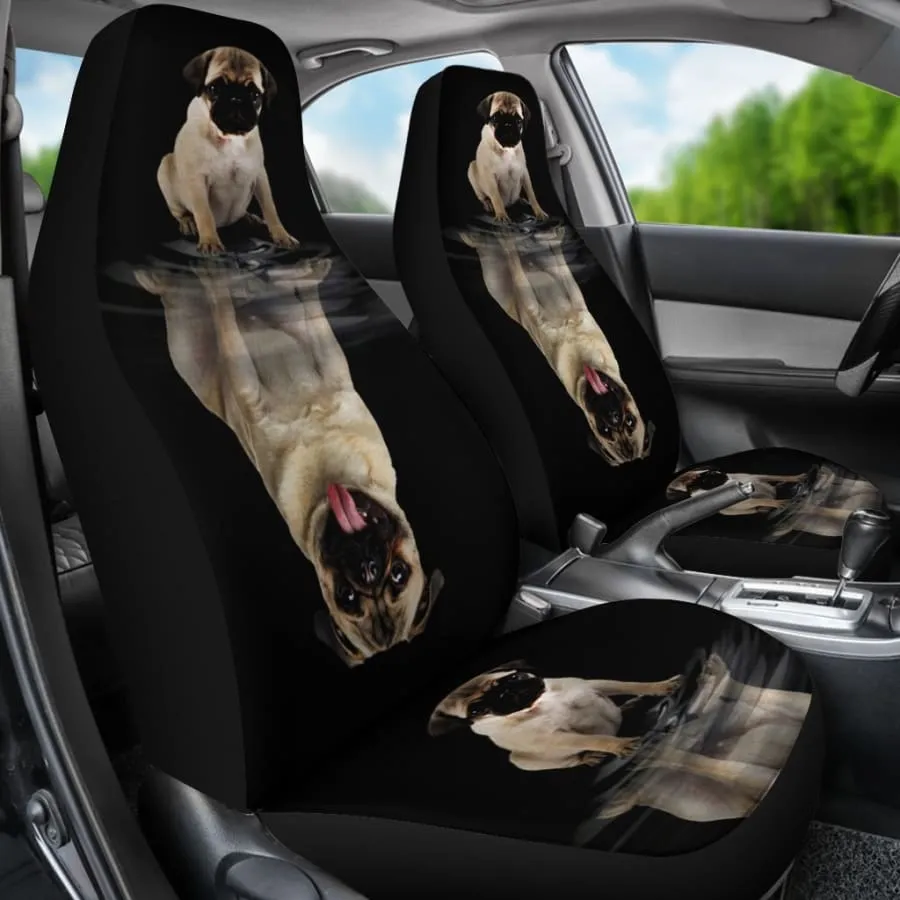 Dream Pug Car Seat Covers 2pcs| Dog Lovers Auto Accessory Black