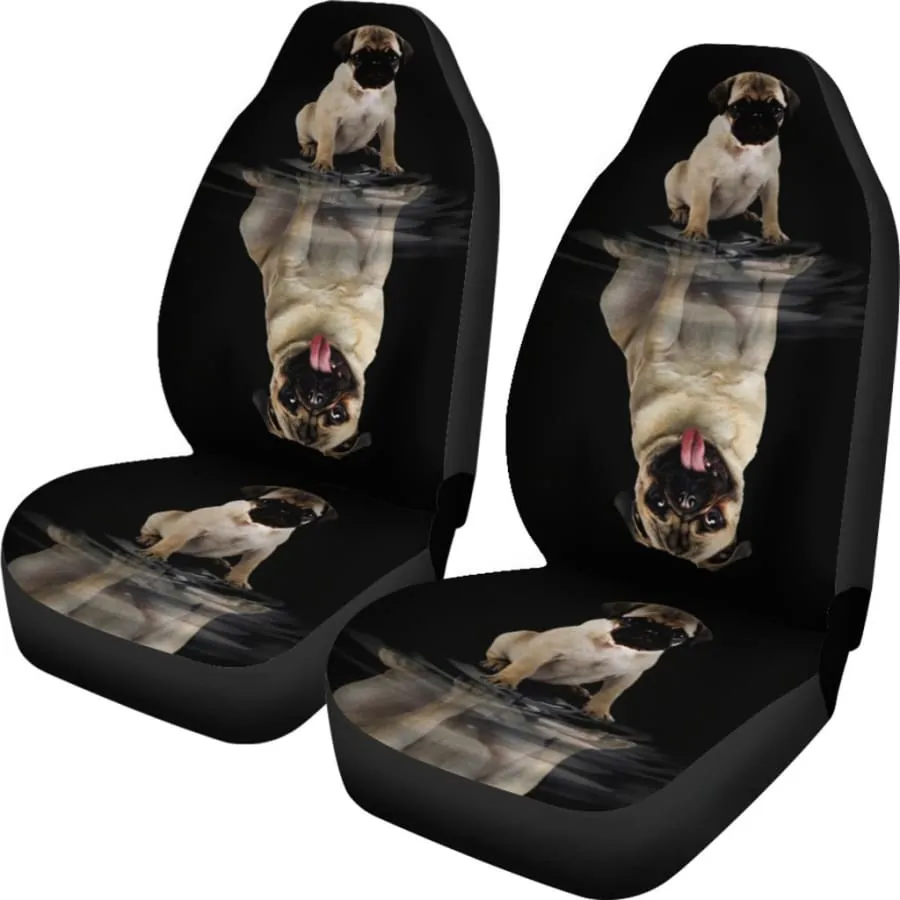 Dream Pug Car Seat Covers 2pcs| Dog Lovers Auto Accessory Black