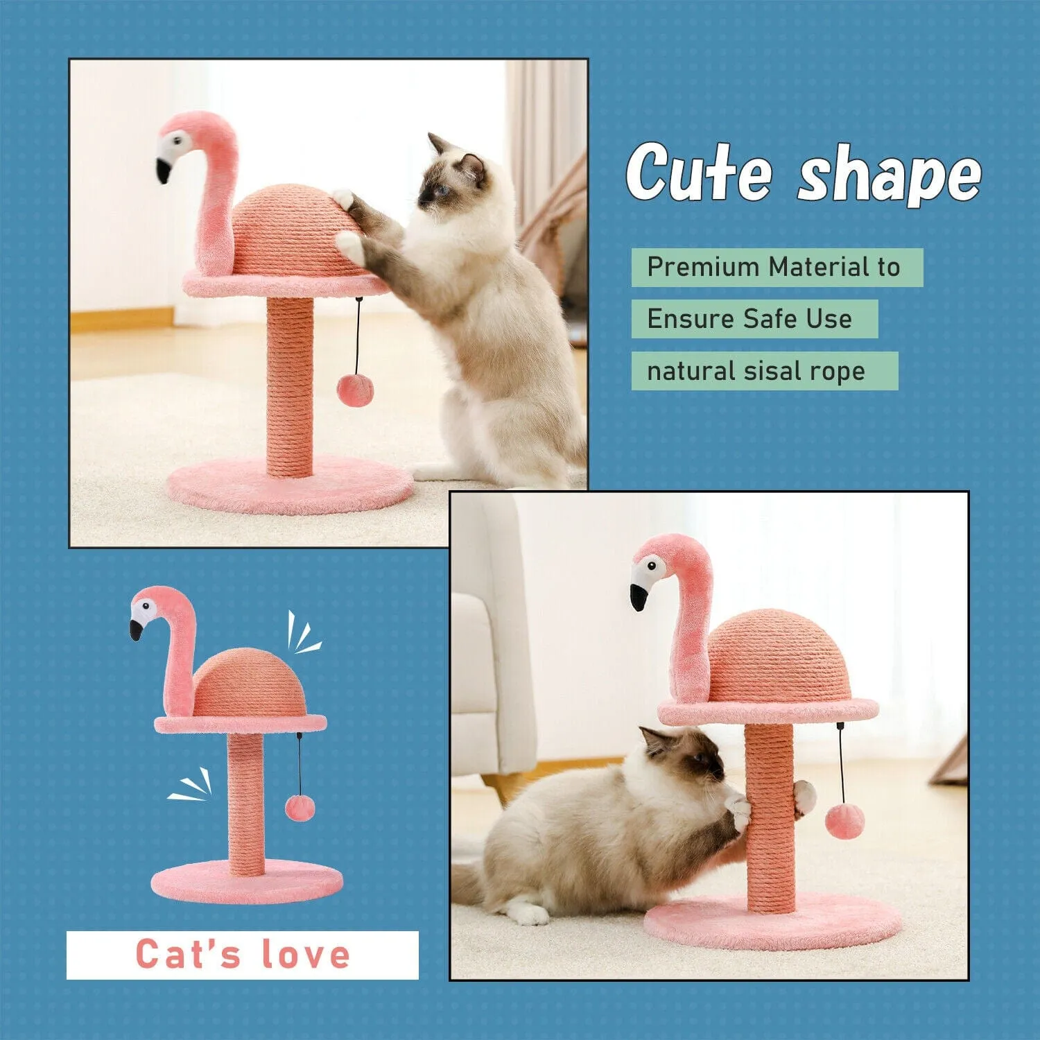 Flamingo Cat Scratching/ Post / Tree / Pole - Pink