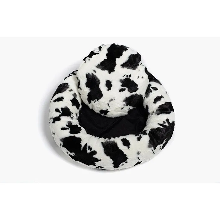Fluffi Donut Pet Bed - Cowhide