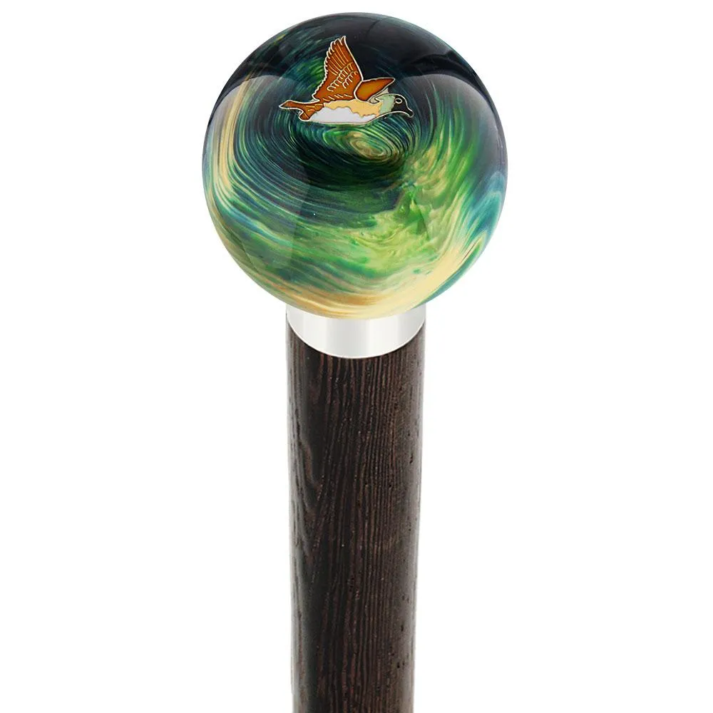 Flying Duck Camo Round Knob Cane w/ Custom Wood Shaft & Collar