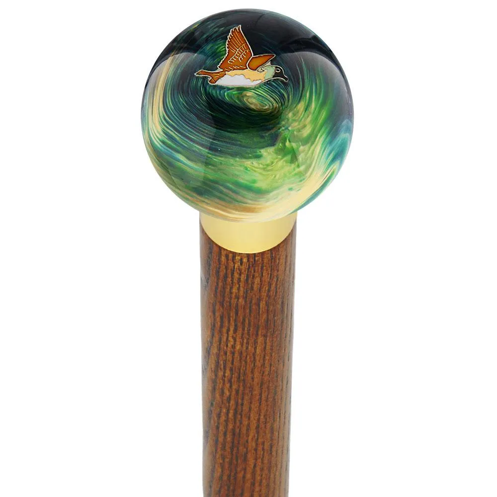 Flying Duck Camo Round Knob Cane w/ Custom Wood Shaft & Collar