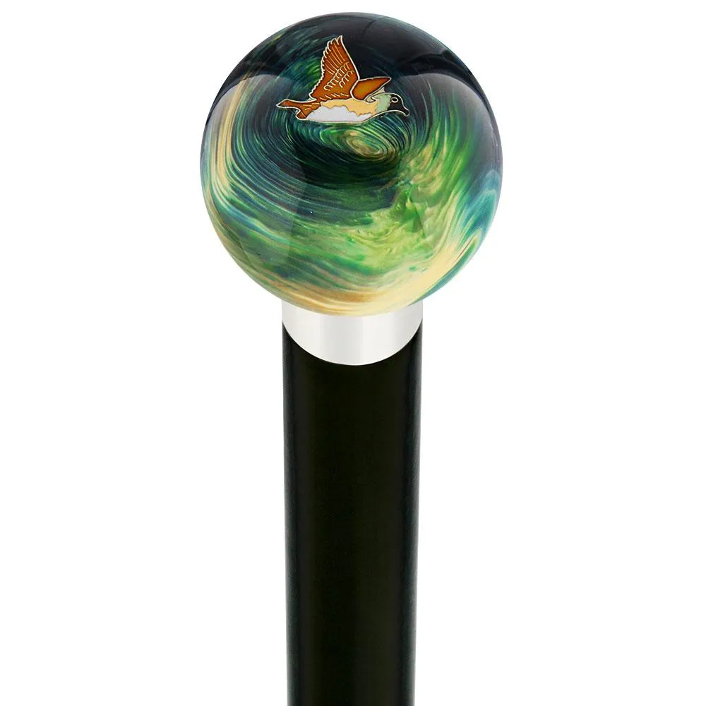 Flying Duck Camo Round Knob Cane w/ Custom Wood Shaft & Collar