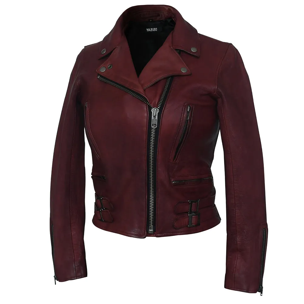 Frisco Motorcycle Easy Rider Womens Black Leather Jacket