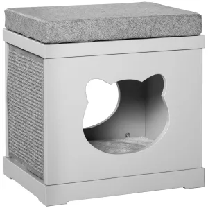 Grey Cat Bed w/ Removable Scratching Pads, 41 x 30 x 36cm - Grey