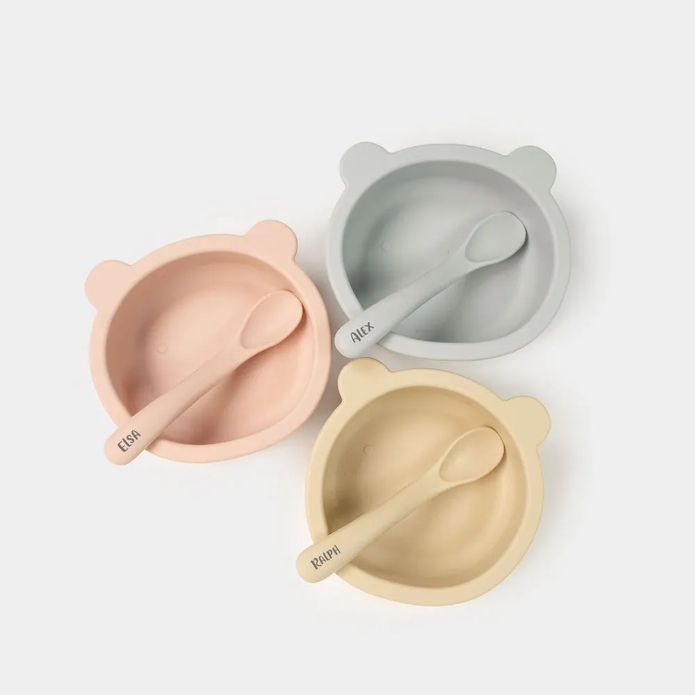 JBØRN Silicone Bowl and Spoon | Weaning Set | Personalisable