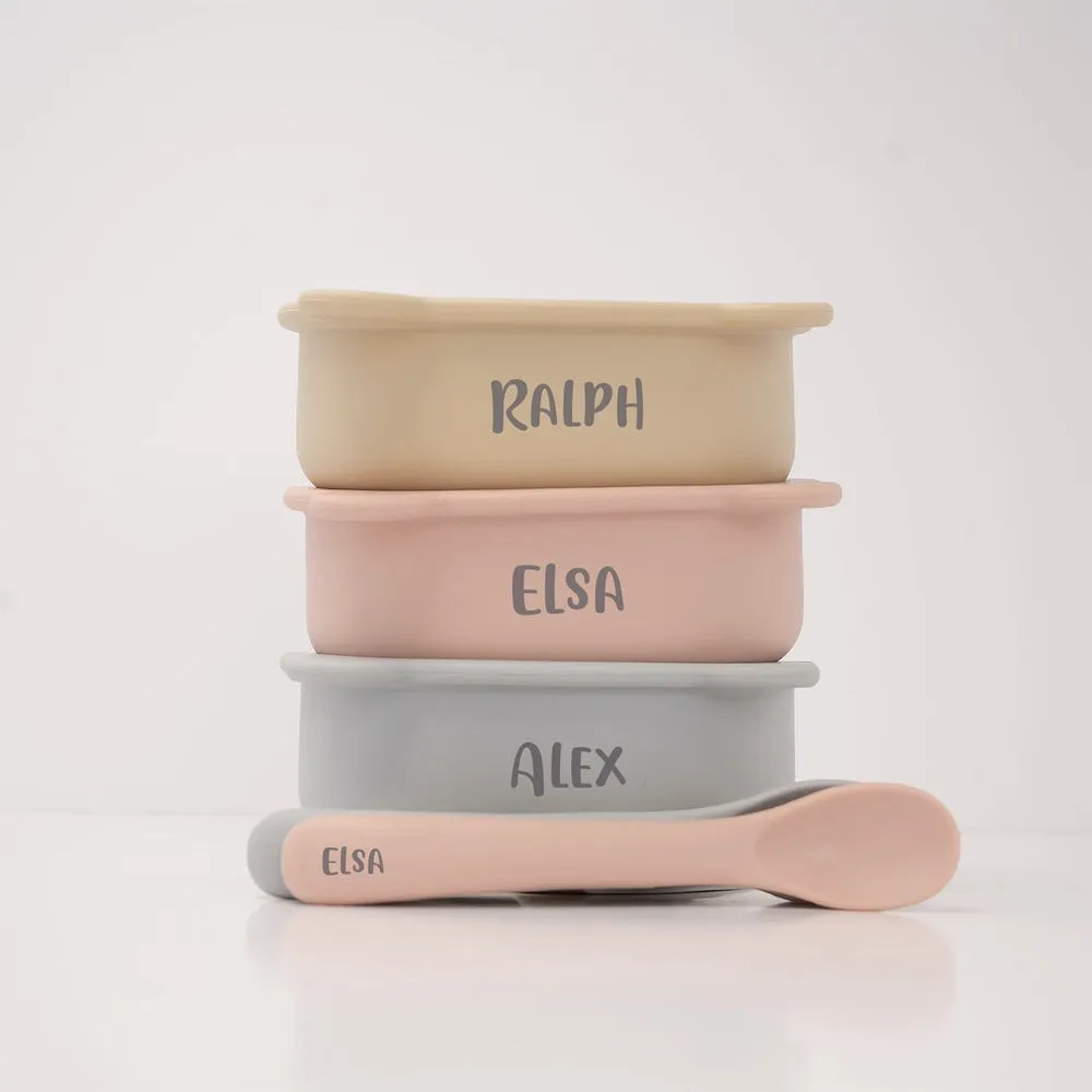 JBØRN Silicone Bowl and Spoon | Weaning Set | Personalisable