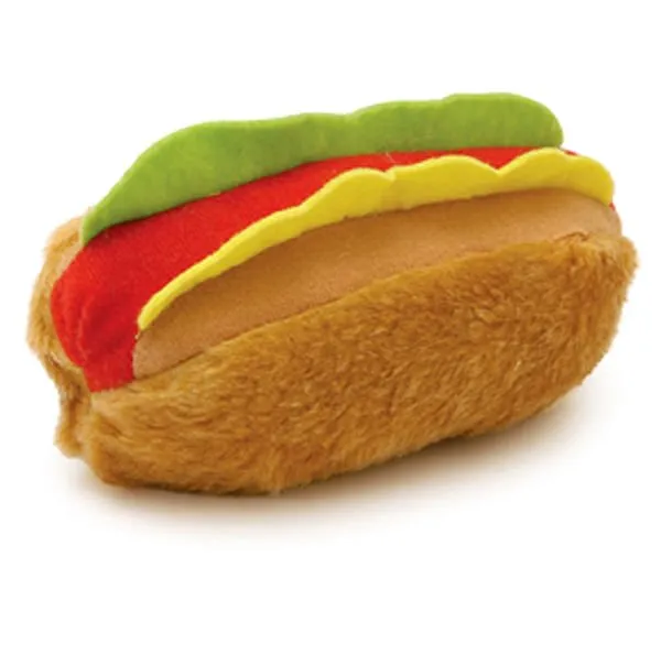 Jeffers American Grill Time Plush Squeaker Dog Toys - Hamburger or Hot Dog