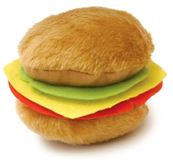 Jeffers American Grill Time Plush Squeaker Dog Toys - Hamburger or Hot Dog