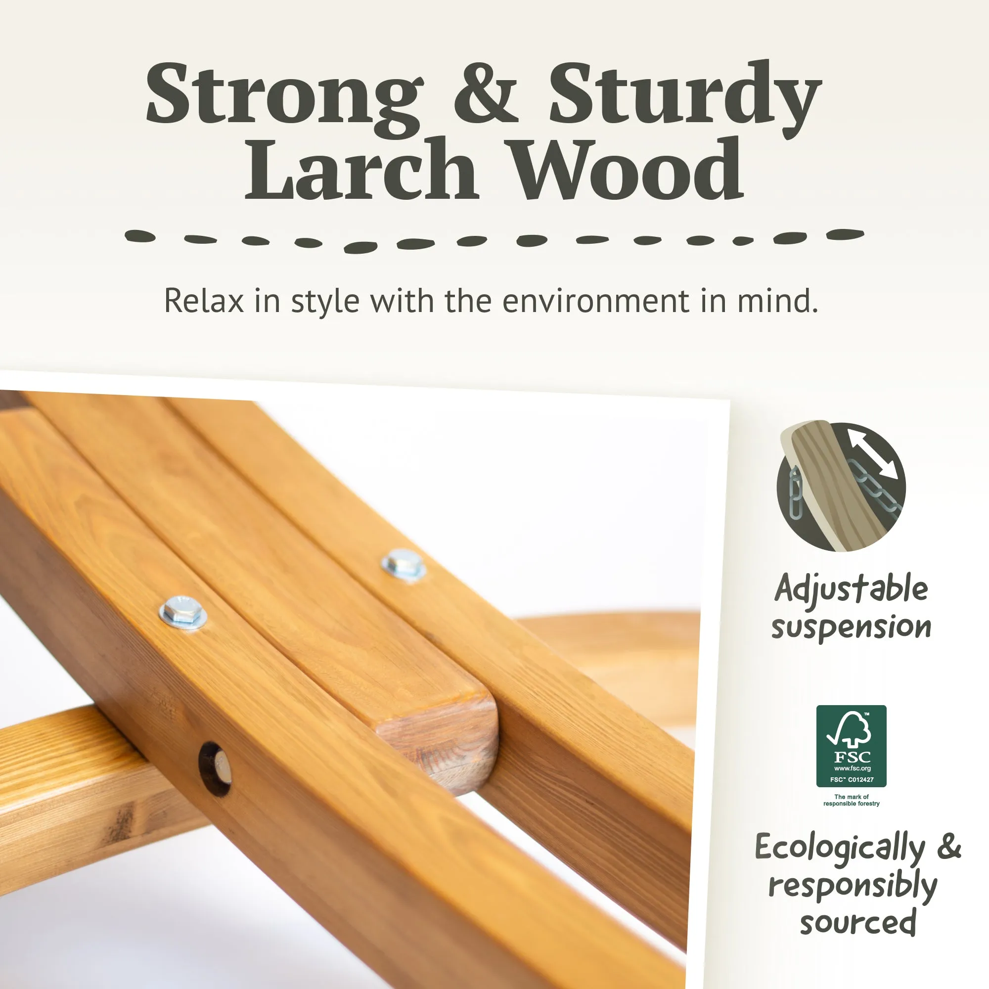 LA SIESTA Alabama Spreader Bar Hammock (Kingsize - W 140 cm)
