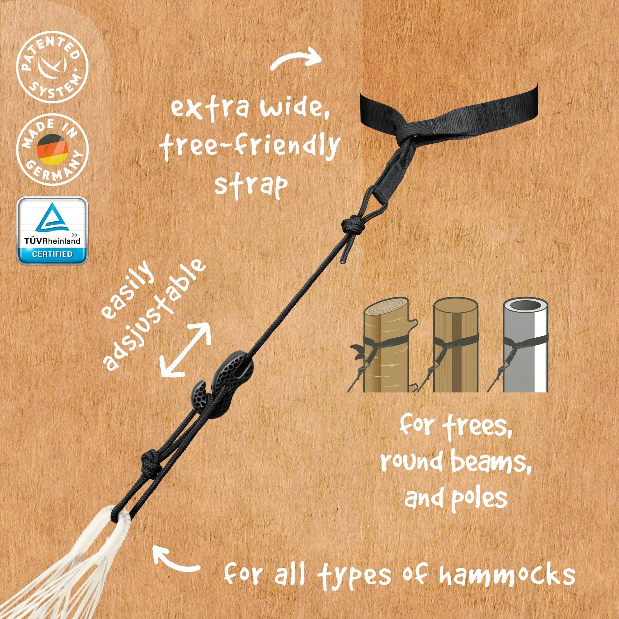 LA SIESTA Alabama Spreader Bar Hammock (Kingsize - W 140 cm)