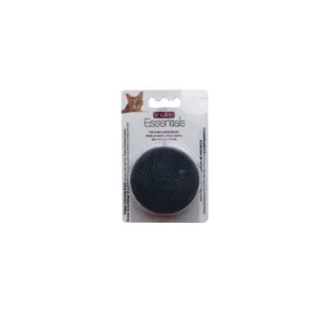 Le Salon Essentials Cat Round Rubber Grooming Brush - Charcoal - 3 in dia.