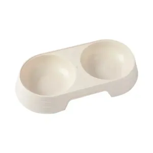 Macaron Pet Double Bowl - Plastic Feeding Tray for Cats & Dogs, Food & Water Feeder