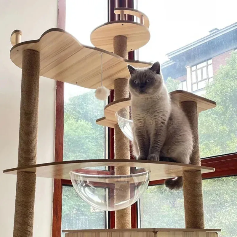 Multi-Level Cat Tree Tower with Sisal Scratching Posts and Transparent Hammocks