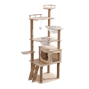 Multi-Level Cat Tree Tower with Sisal Scratching Posts and Transparent Hammocks