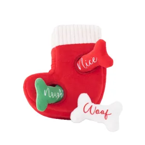 Naughty or Nice Stocking Burrow Dog Toy Puzzle