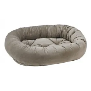 Pet Bed- Solid Pebble Grey Color Microvelvet Donut Bed