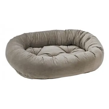 Pet Bed- Solid Pebble Grey Color Microvelvet Donut Bed
