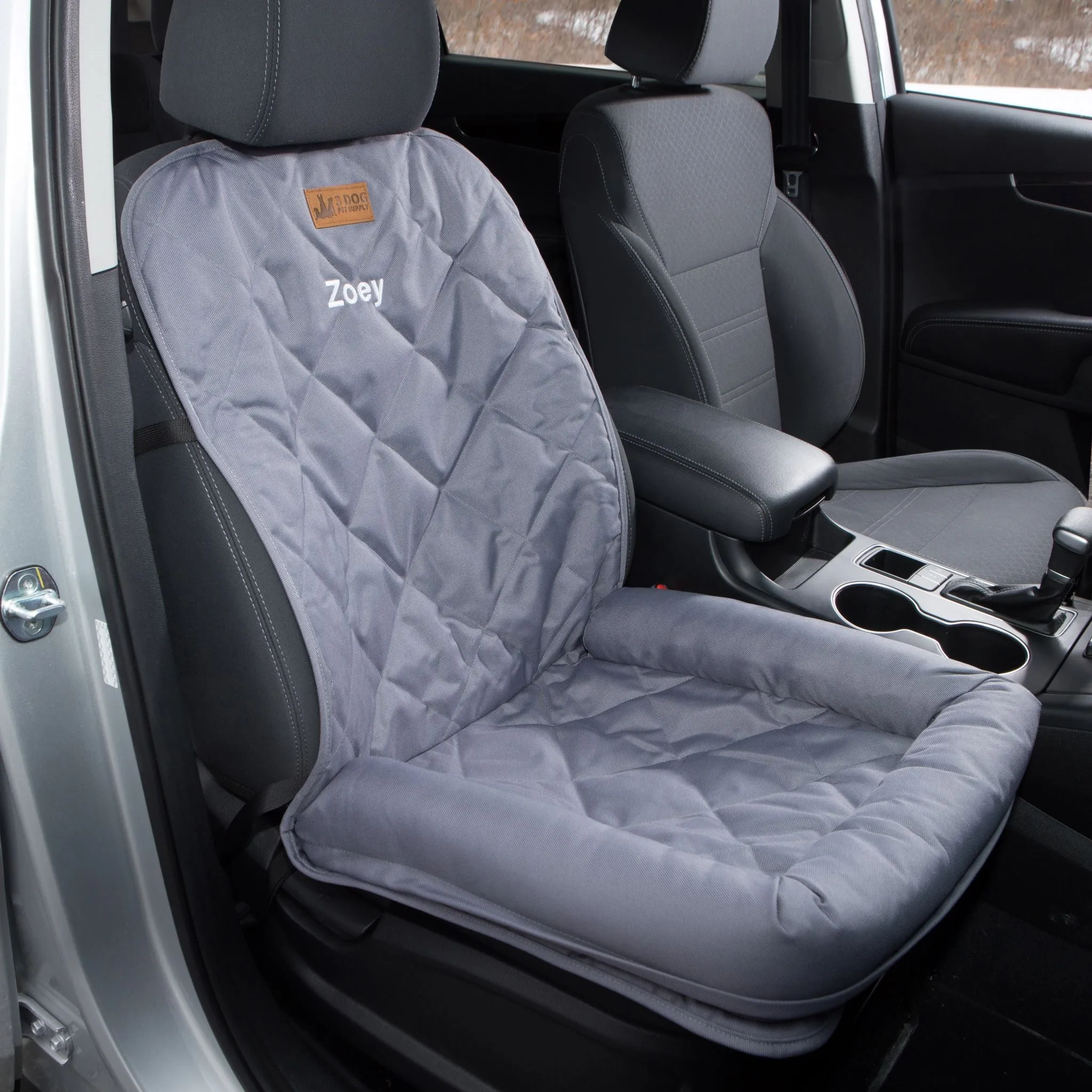 Single Seat Protector with Headrest- Gray