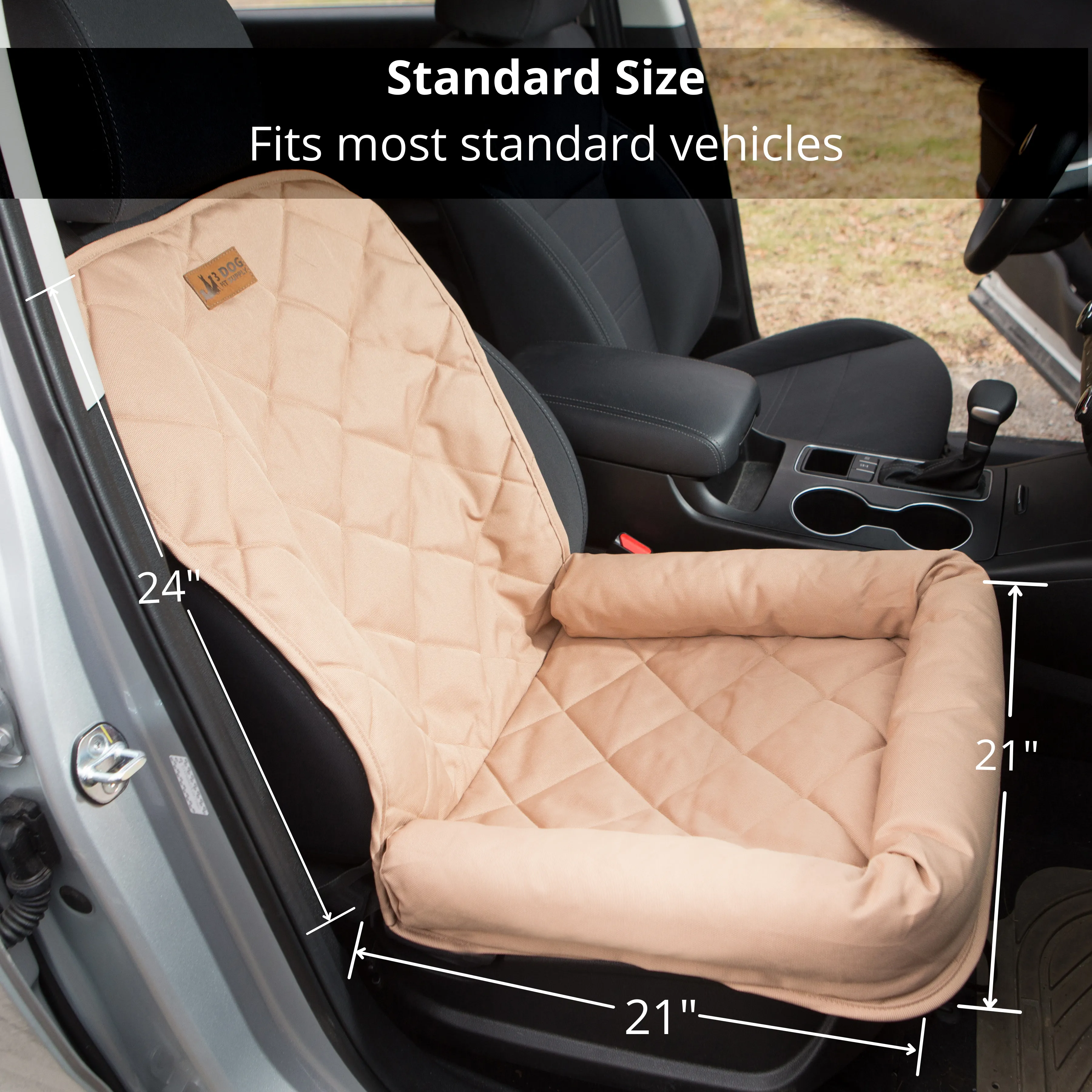 Single Seat Protector with Headrest- Tan