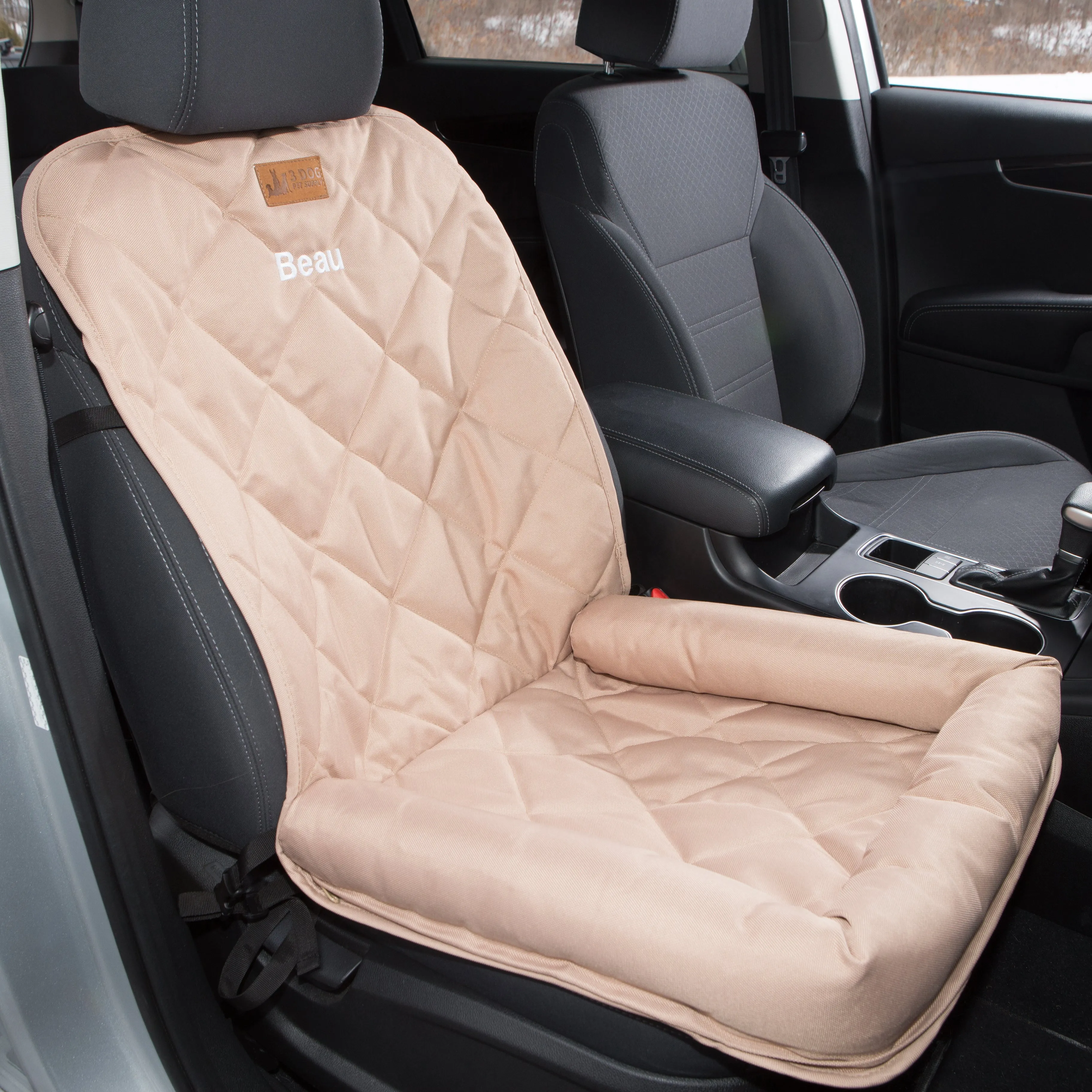 Single Seat Protector with Headrest- Tan